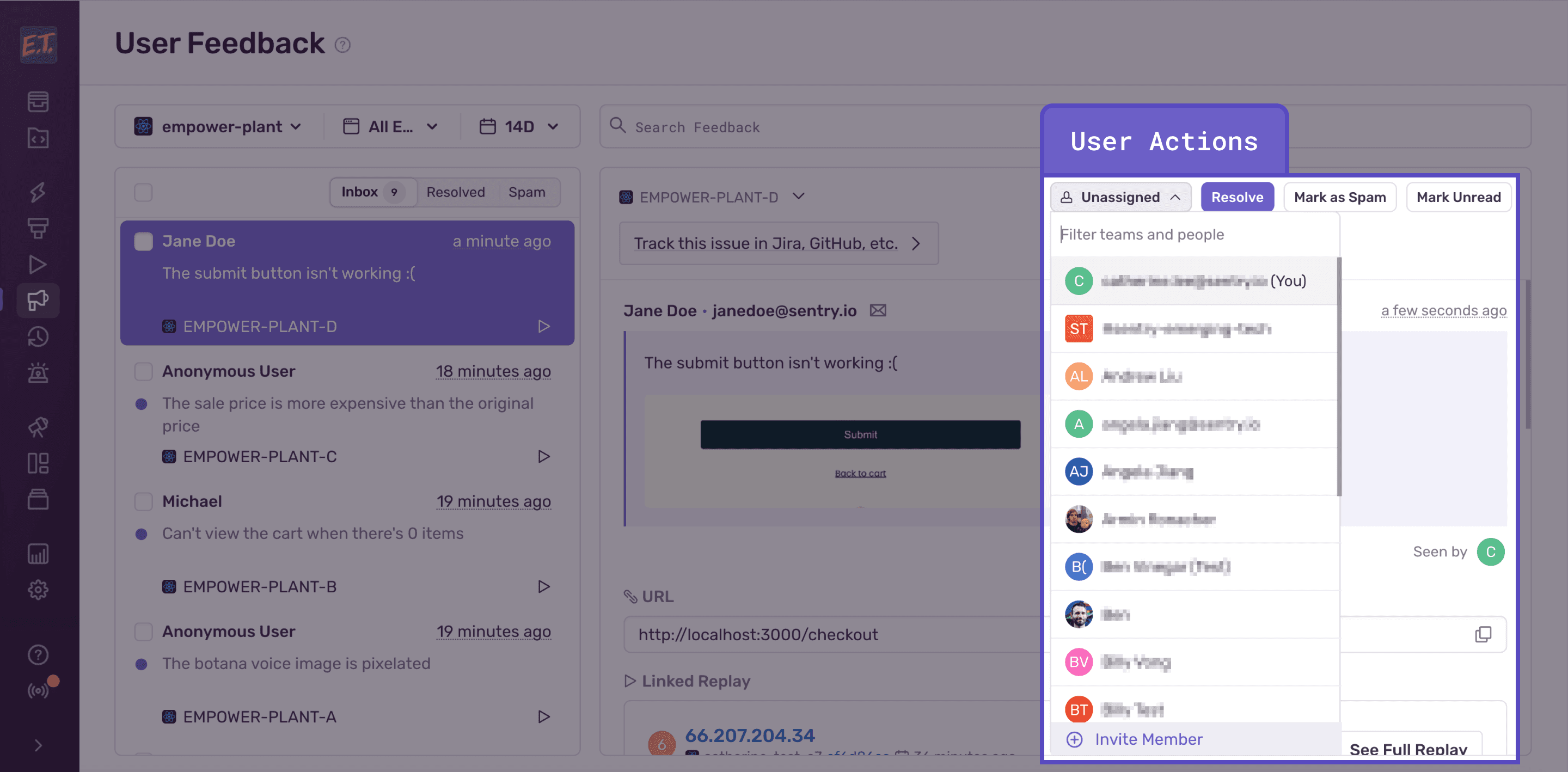 User Feedback List Triaging.